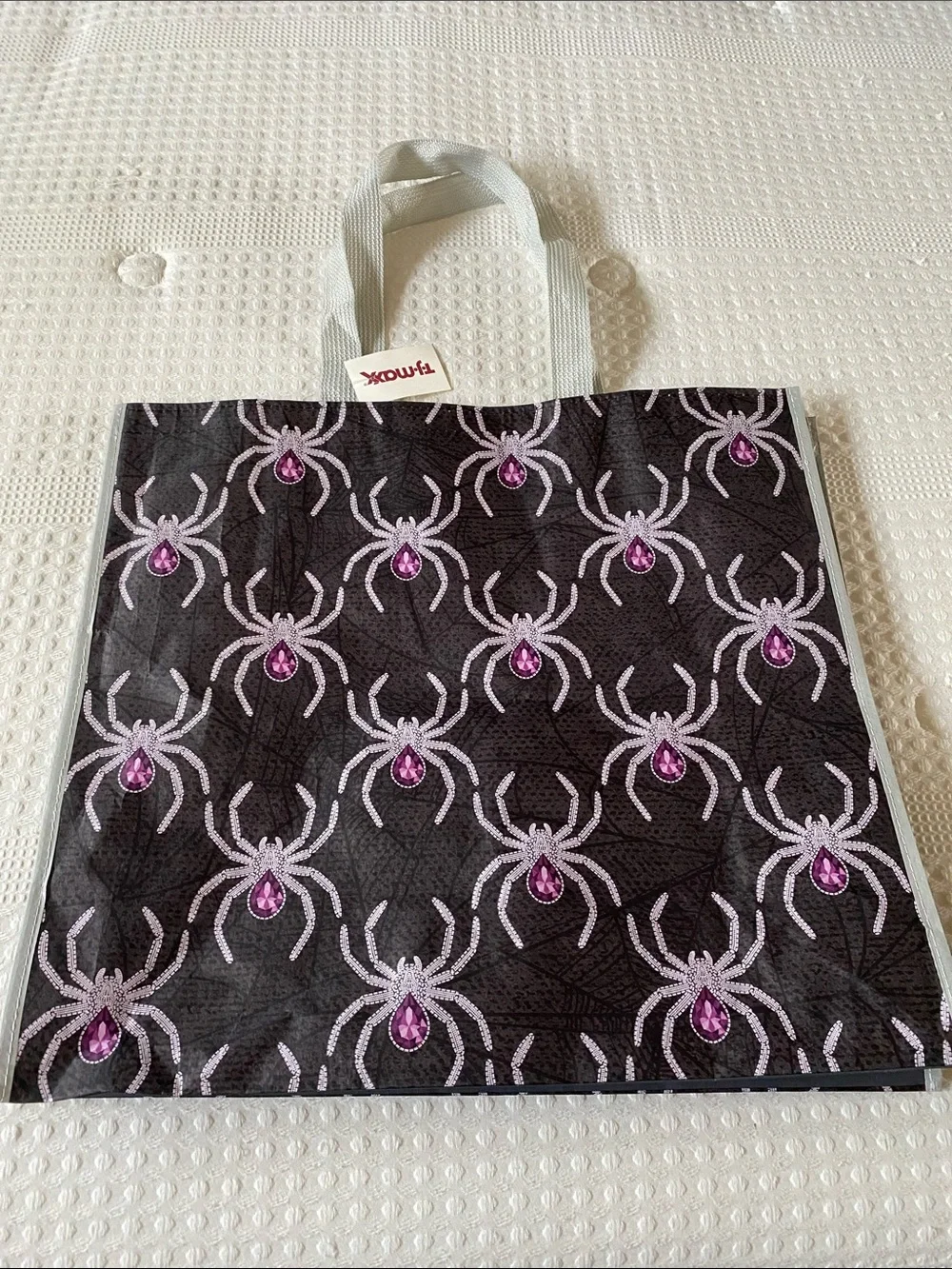Spider Print Reusable Tjmaxx Tote Bag in Black and Pink